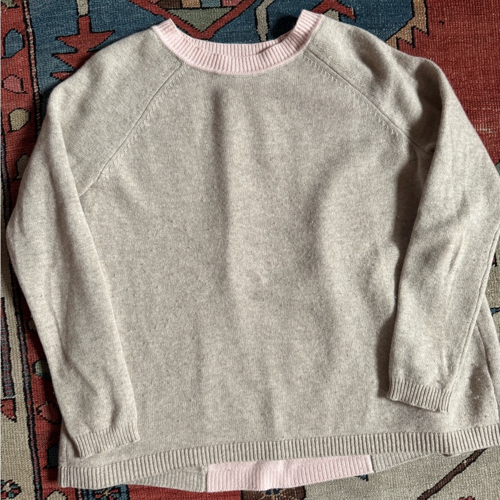 Pale pink and cream Boden mixed wool (with cashmere) sweater, size M.